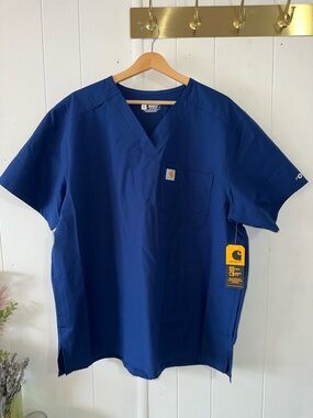 Carhartt Men's Royal Blue V-Neck Modern fit Work Scrub Top size extra large